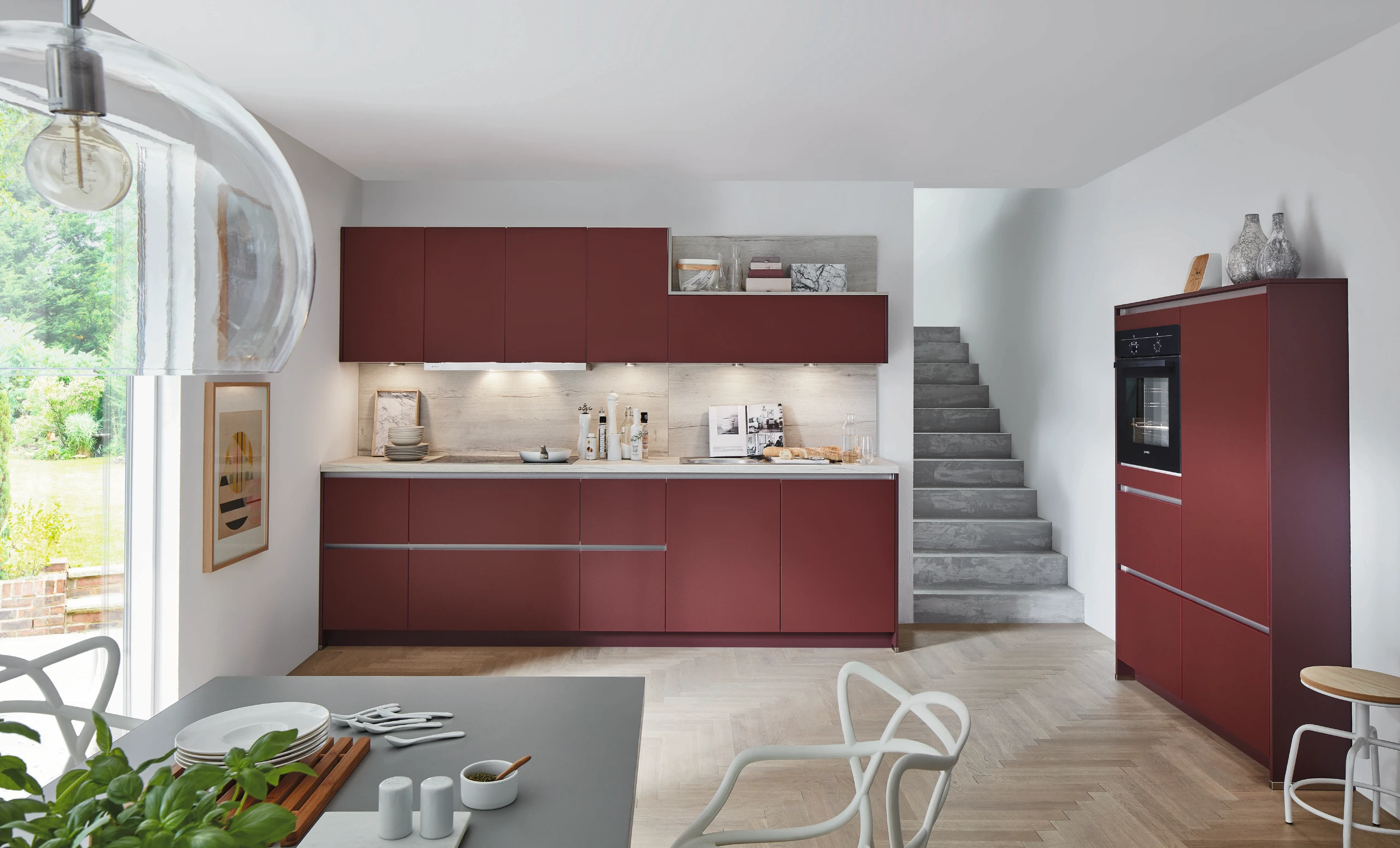 Divine kitchen in rust red ultra-matt finish